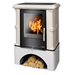 Kachlová kamna ABX Bavaria L I Litinová vložka, rovný sokl, Ahornweiss