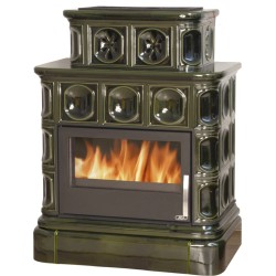 Kachlová kamna ABX Karelie P kachlový sokl zelená výměník 10,5 kW