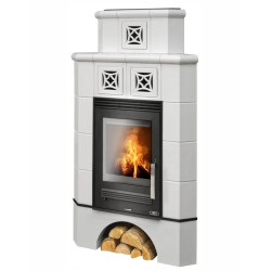 Kachlová kamna ABX Regina rohová, bílá