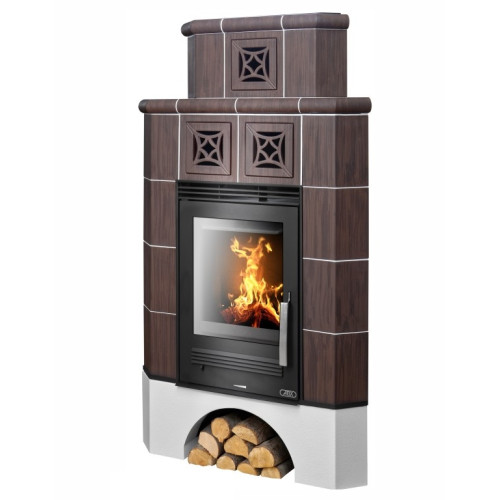 Kachlová kamna ABX Regina rohová, cofee