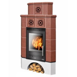 Kachlová kamna ABX Regina rohová, hnědá briliant