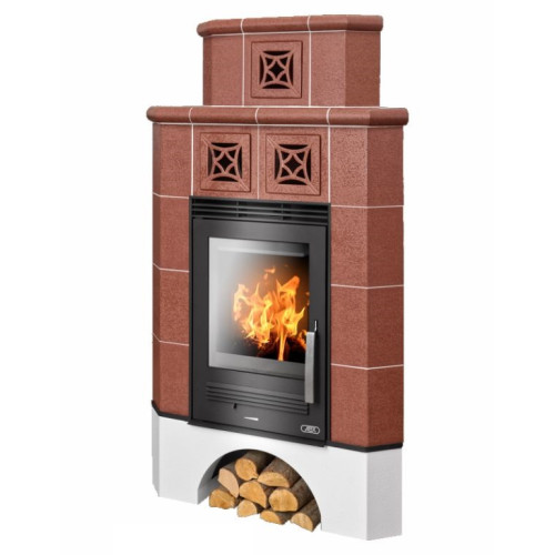 Kachlová kamna ABX Regina rohová, hnědá briliant